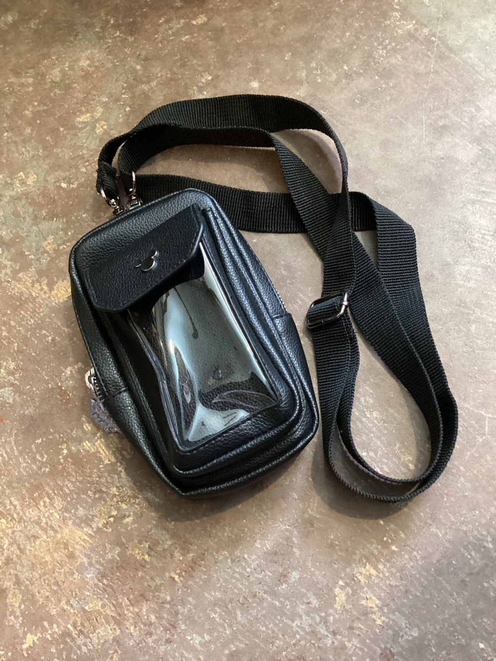 Disney Parks Pin Trading Gear Black Silver Small Pin Bag Pouch with Strap